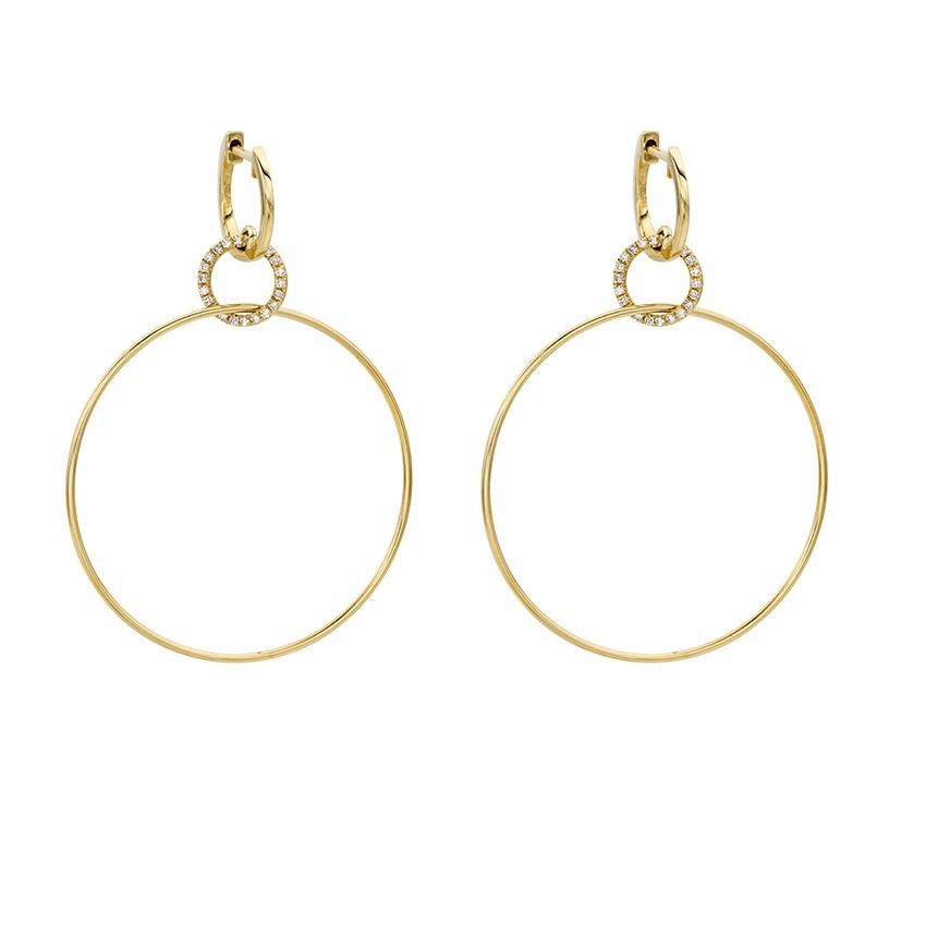 Yellow Gold Open Circle Diamond Earrings