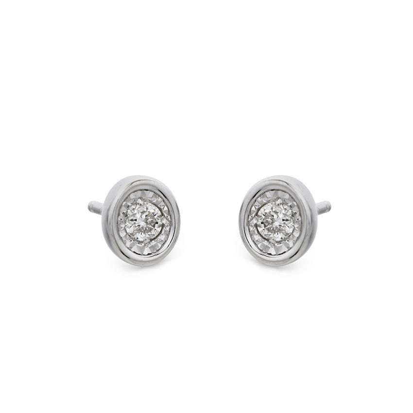 White Gold Round Diamond Post Earrings