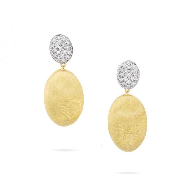 Marco Bicego Diamond And Satin Oval Dangle Earrings
