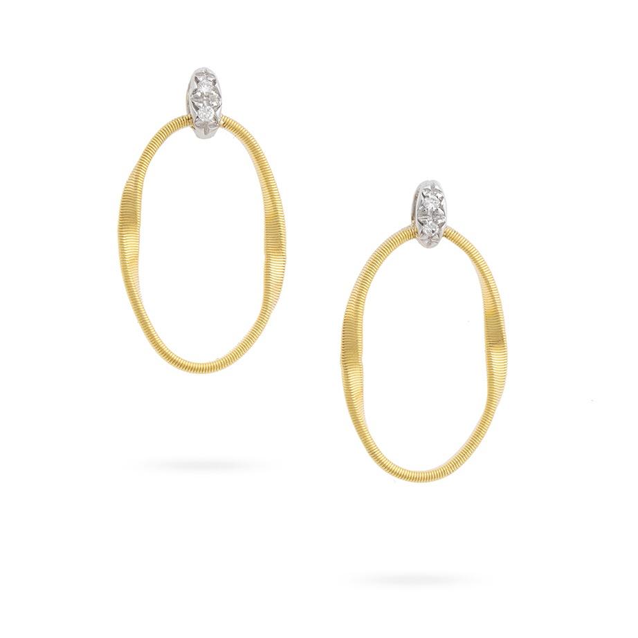 Marco Bicego Marrakech Onde Yellow Gold & Diamond Twist Coil Stud Earrings