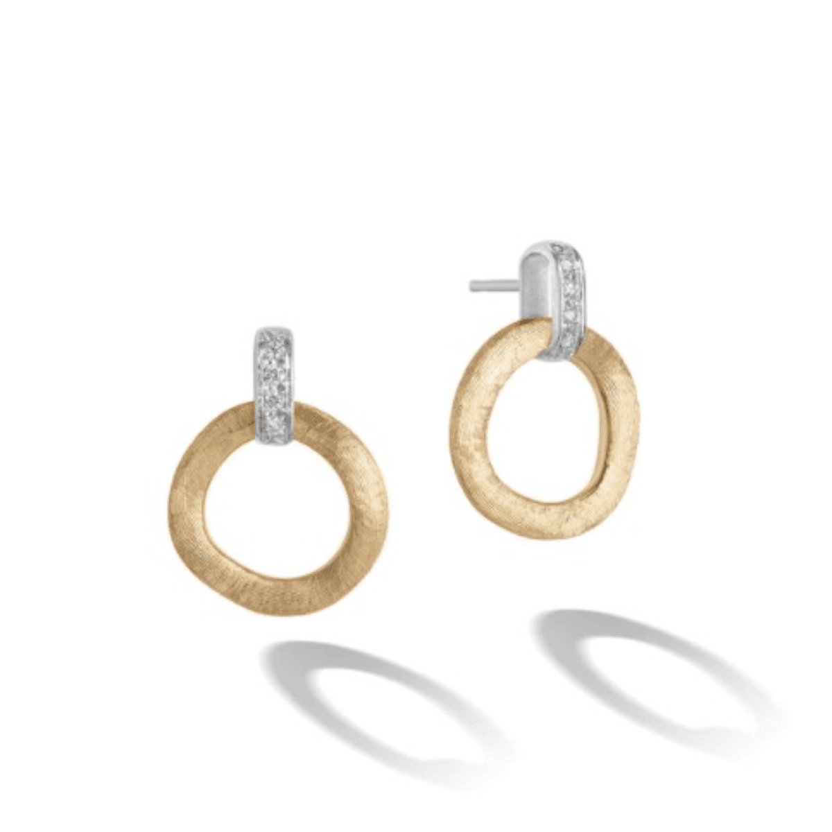 Marco Bicego Jaipur Collection 18K Yellow Gold Stud Drop Earrings with Diamonds