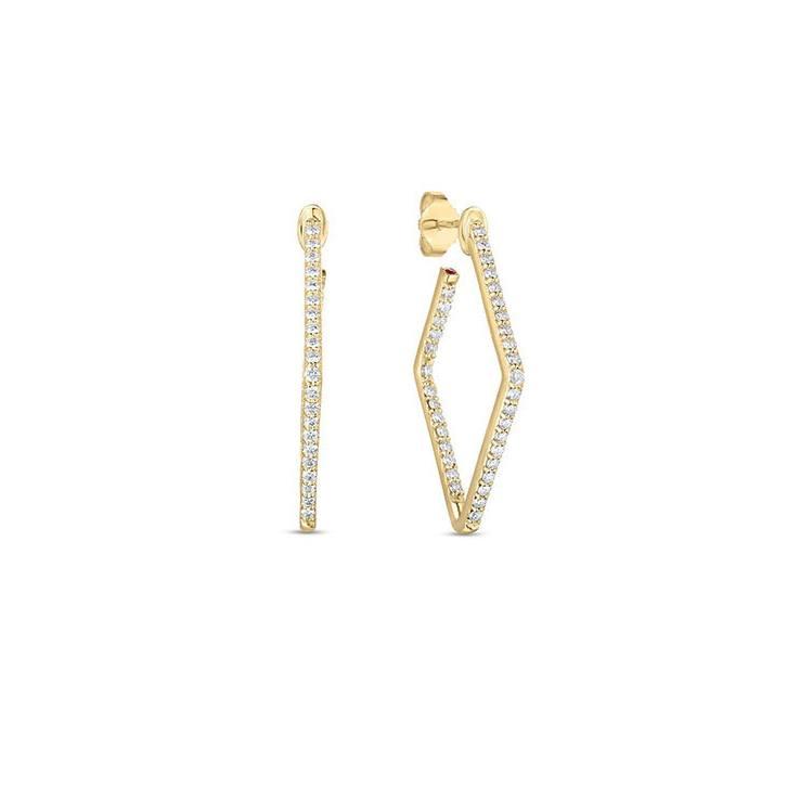 Roberto Coin Classic Diamond Small Square Hoop Earrings