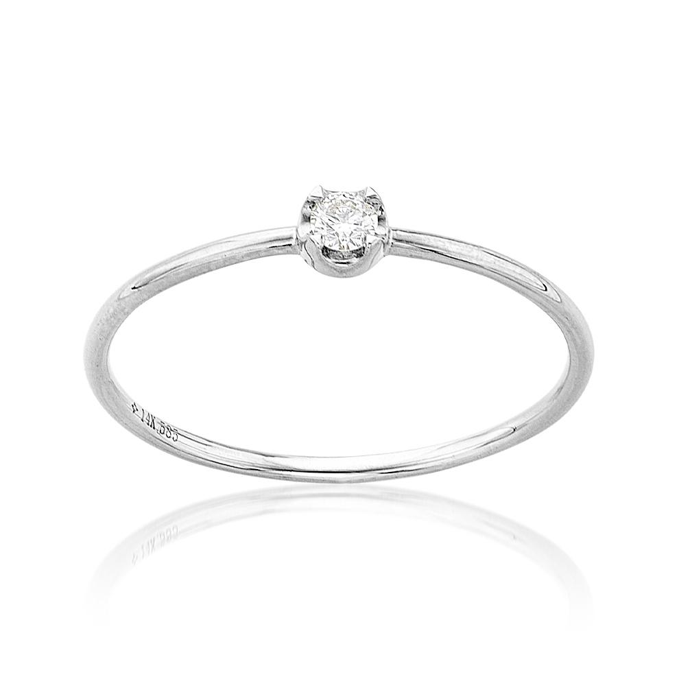 White Gold Single Round Diamond Stackable Ring