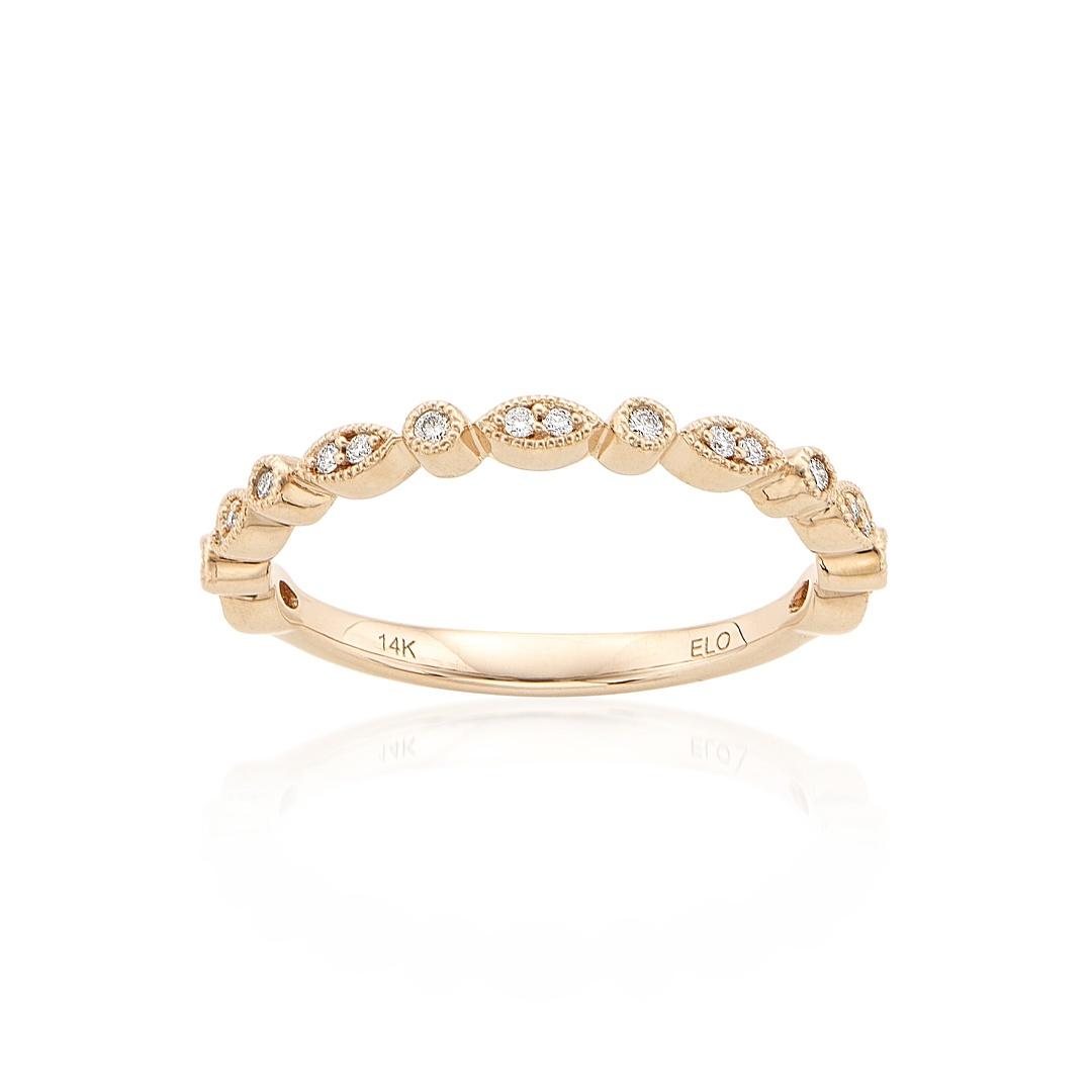 Round Diamonds in Marquise Shaped Rose Gold Stackable Ring