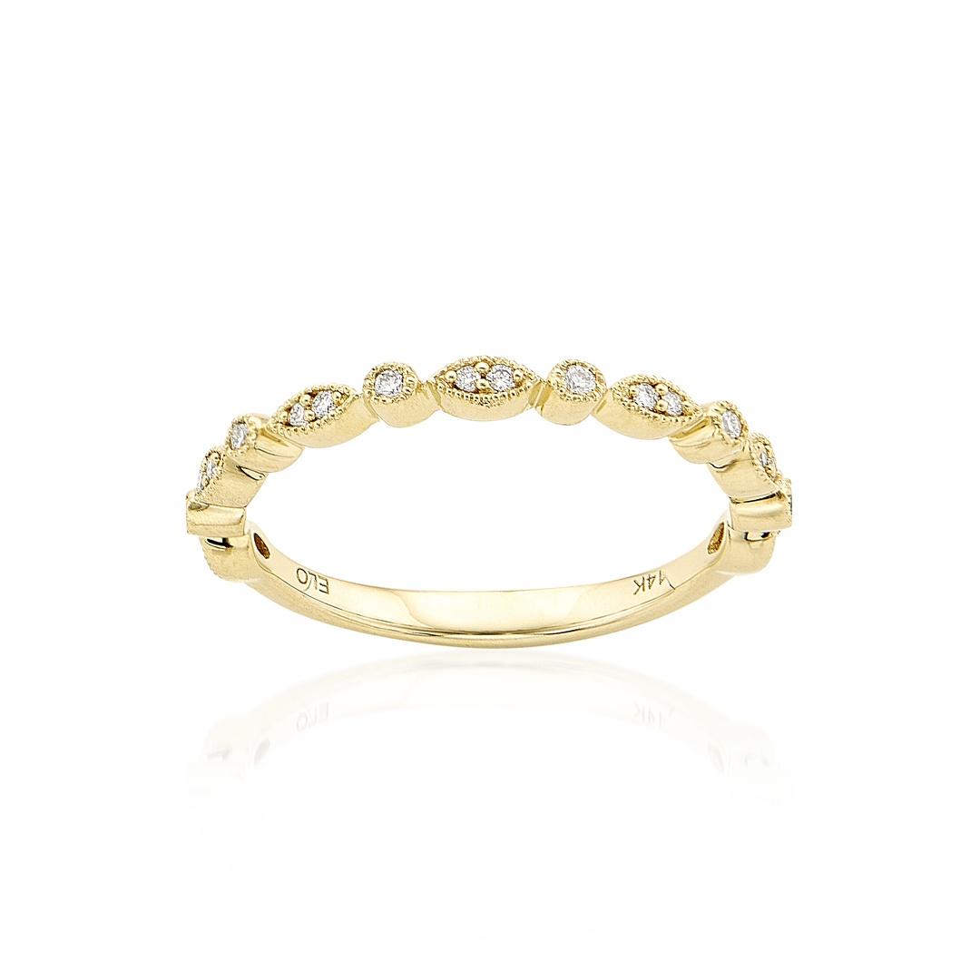 Stacking Ring with Round and Marquise Shaped Diamond Settings