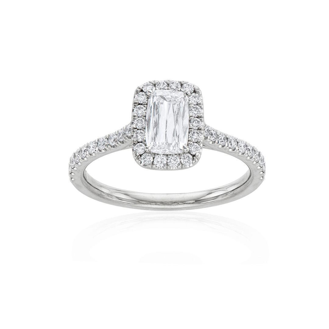 14k White Gold Diamond Engagement Ring with .96 CTW Cushion Cut Diamond
