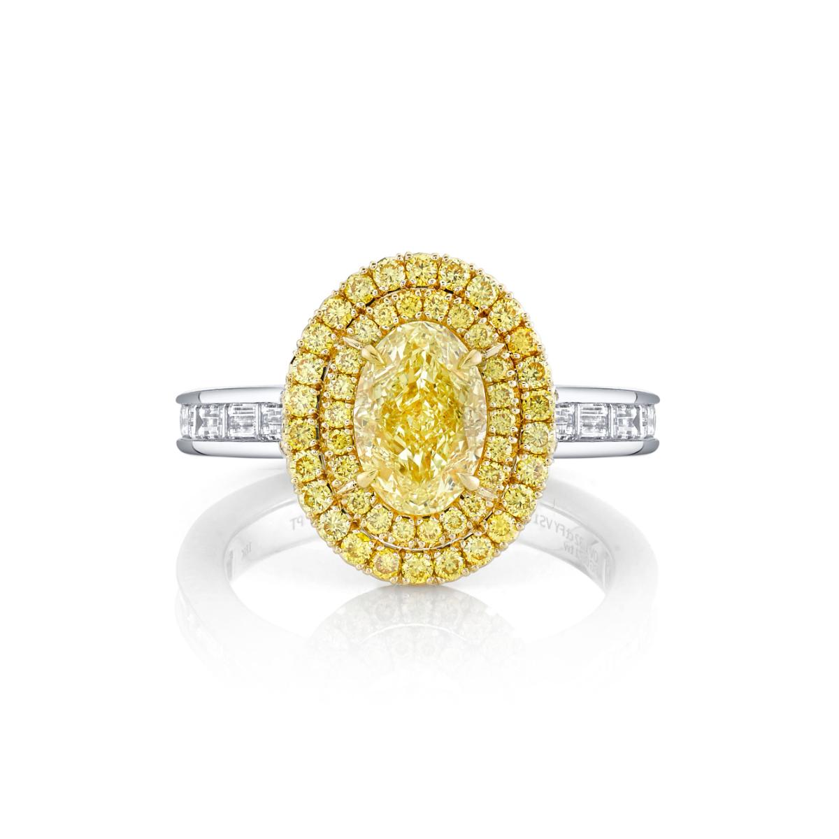 1.32 Carat Oval Yellow Diamond Ring