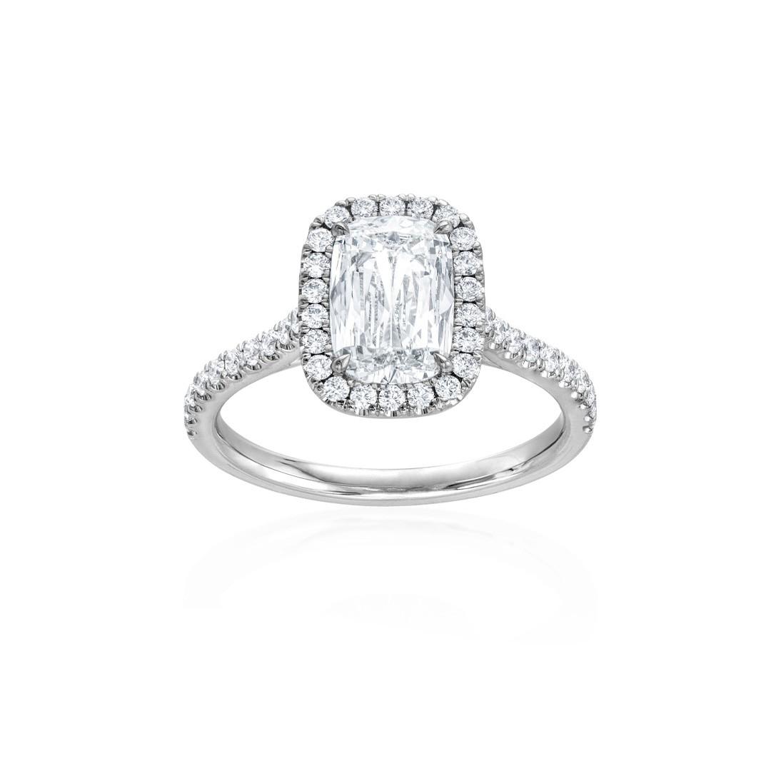 1.23 CT Cushion Shaped Diamond Engagement Ring with Halo
