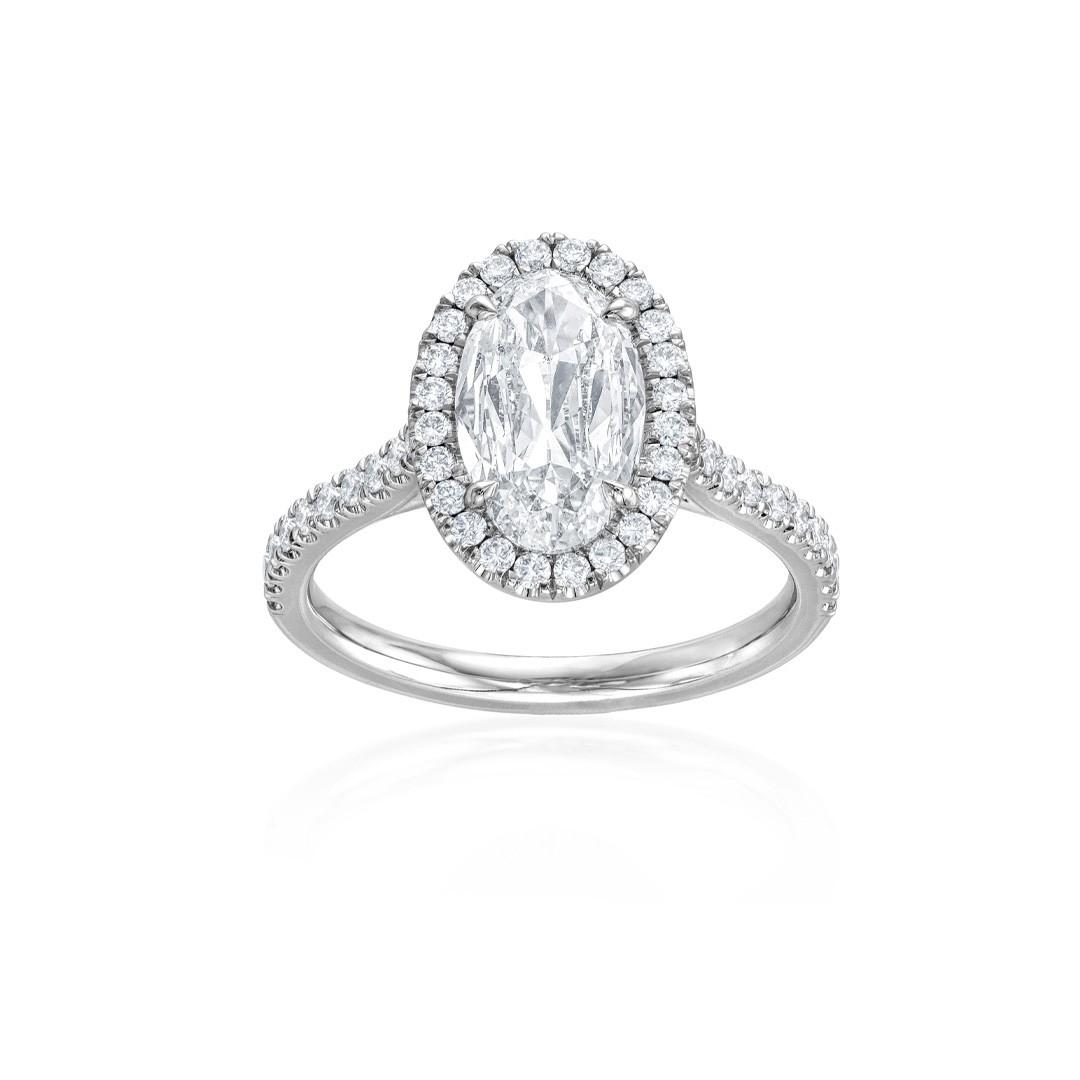 1.51 CT Oval Shaped Diamond Engagement Ring with Halo