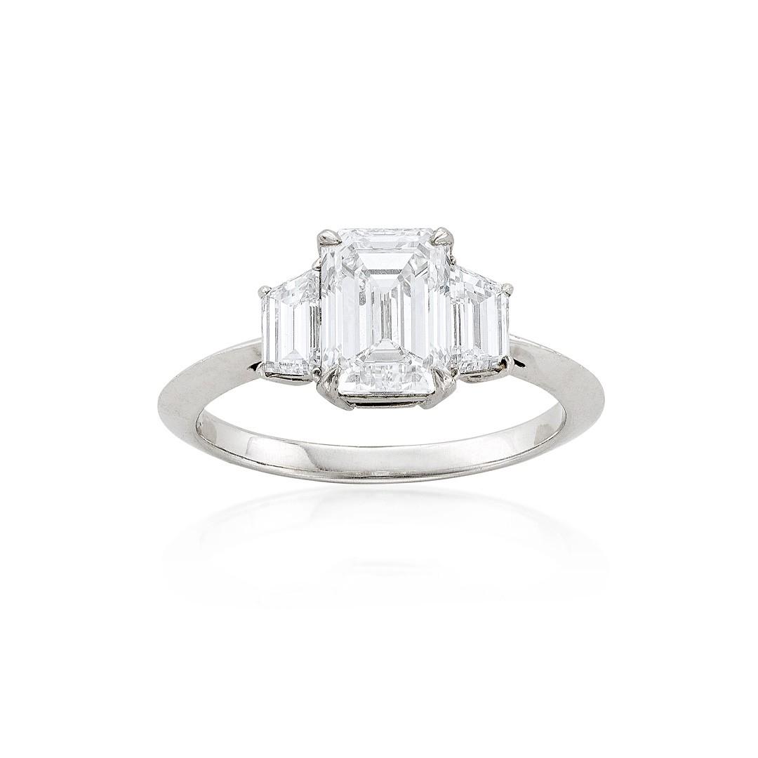 2.01 Carat Emerald Cut Diamond Engagement Ring