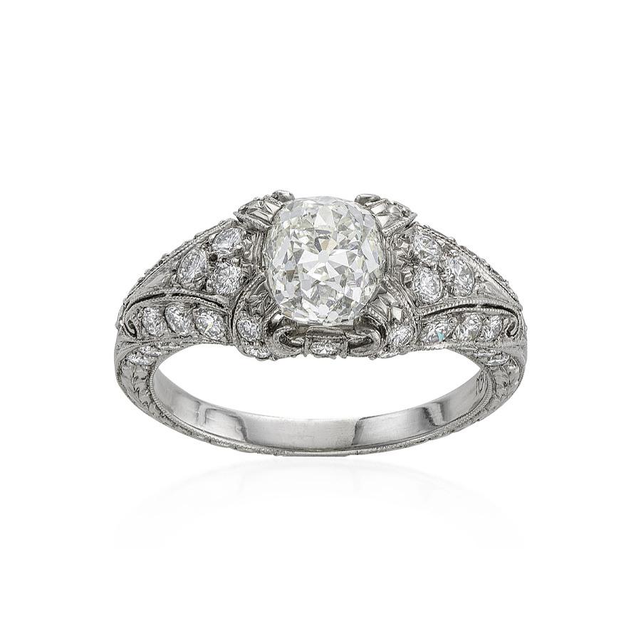 Estate Collection Cerro Platinum Diamond Chased Engagement Ring