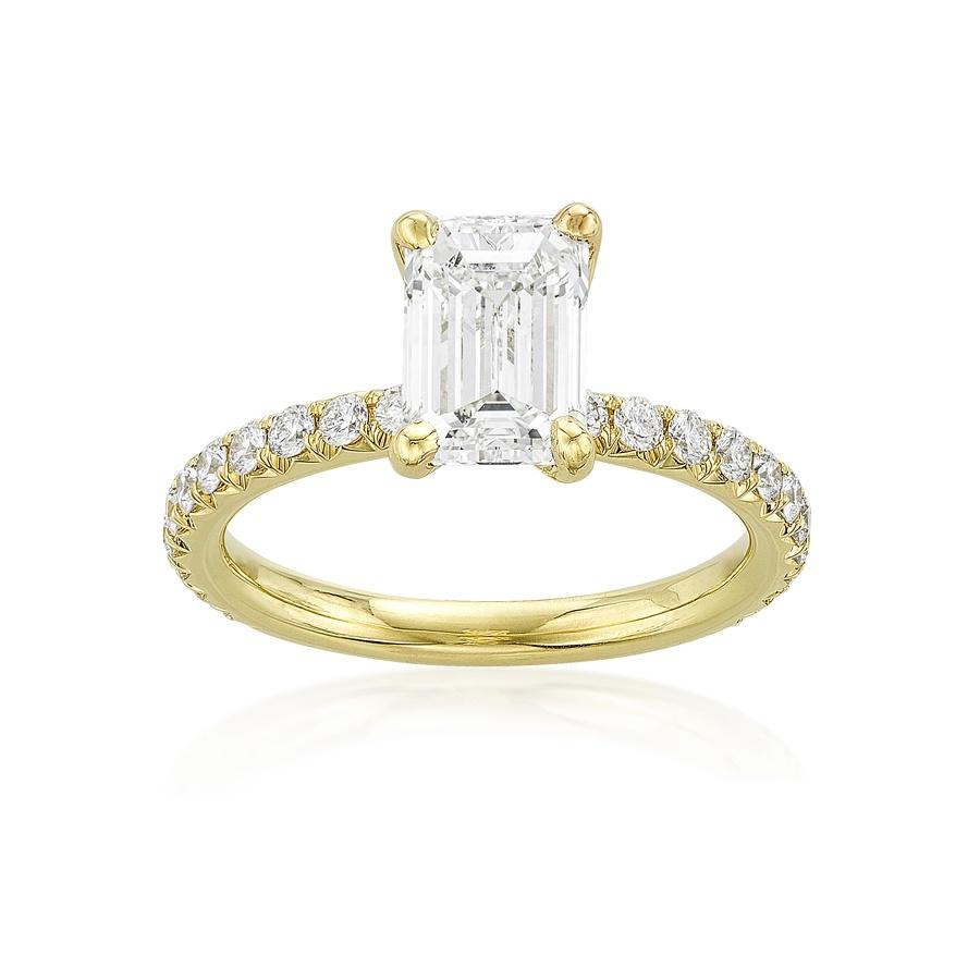 2.00 CT Emerald Cut Diamond Engagement Ring with French Set Diamond Accents