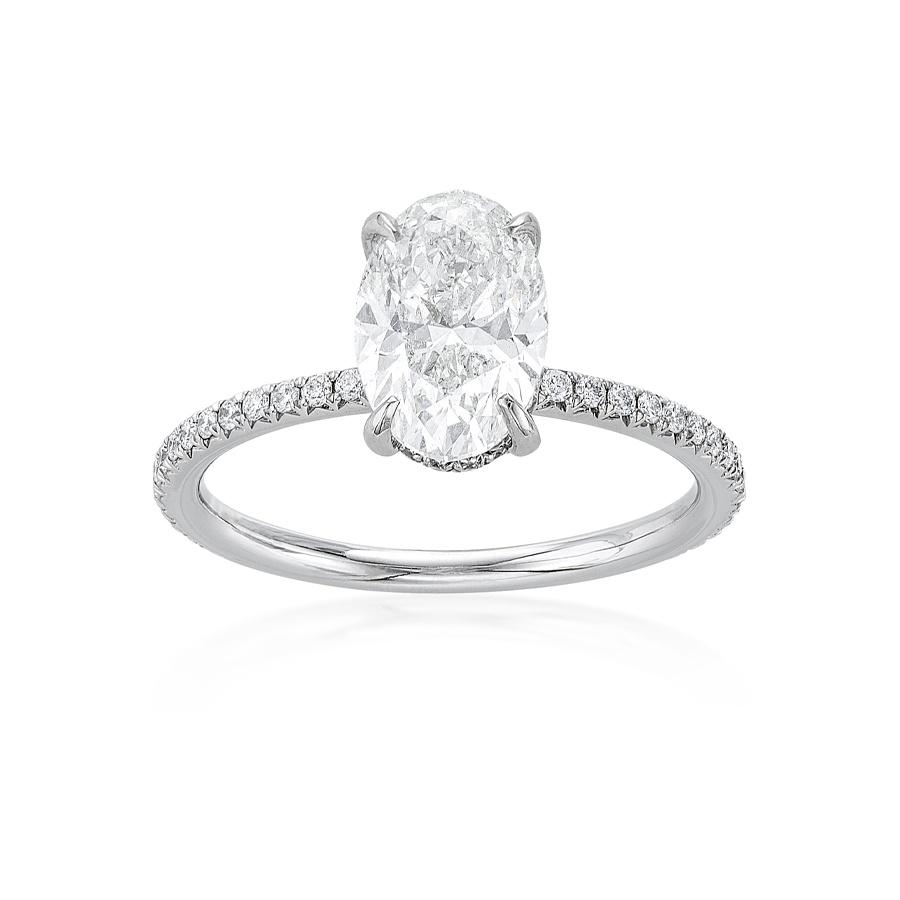 2.01 CT Oval Cut Diamond Engagement Ring with Hidden Halo