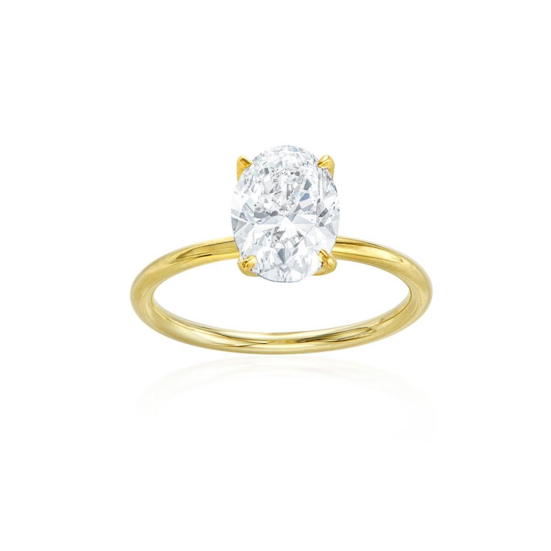 2.02 CT Oval Diamond Solitaire Engagement Ring in Yellow Gold