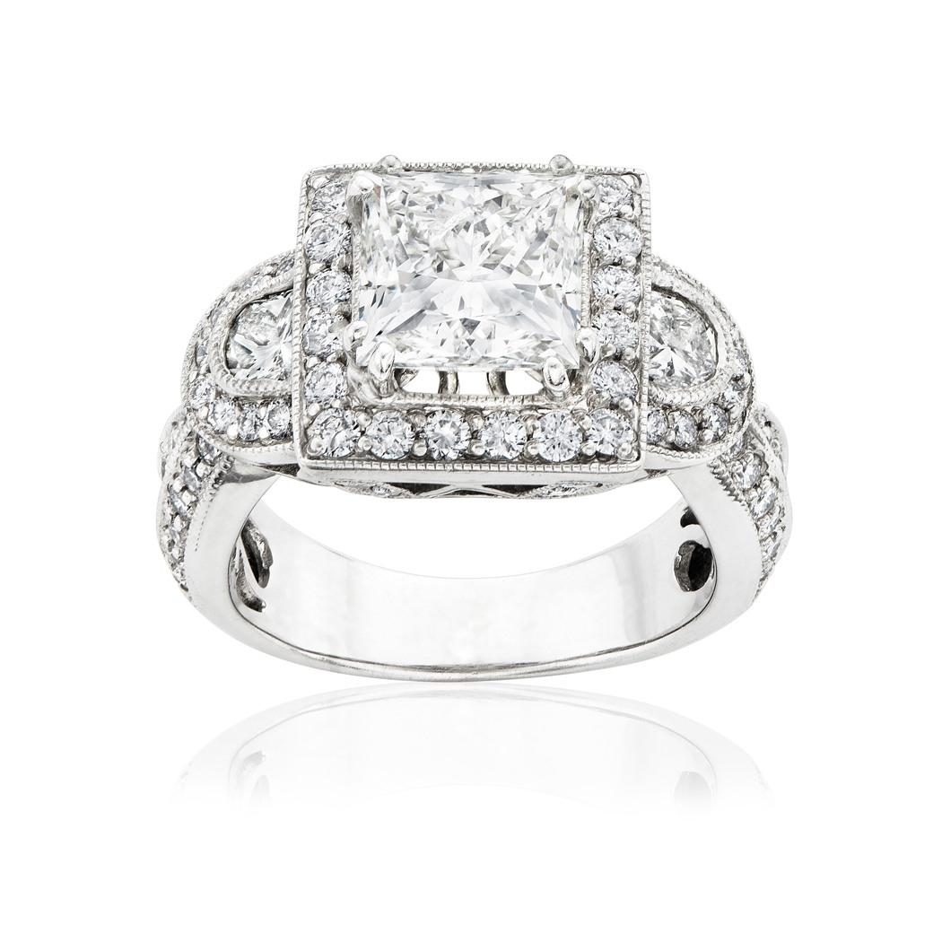 White Gold 4.62 CTW Princess Cut Diamond Engagement Ring