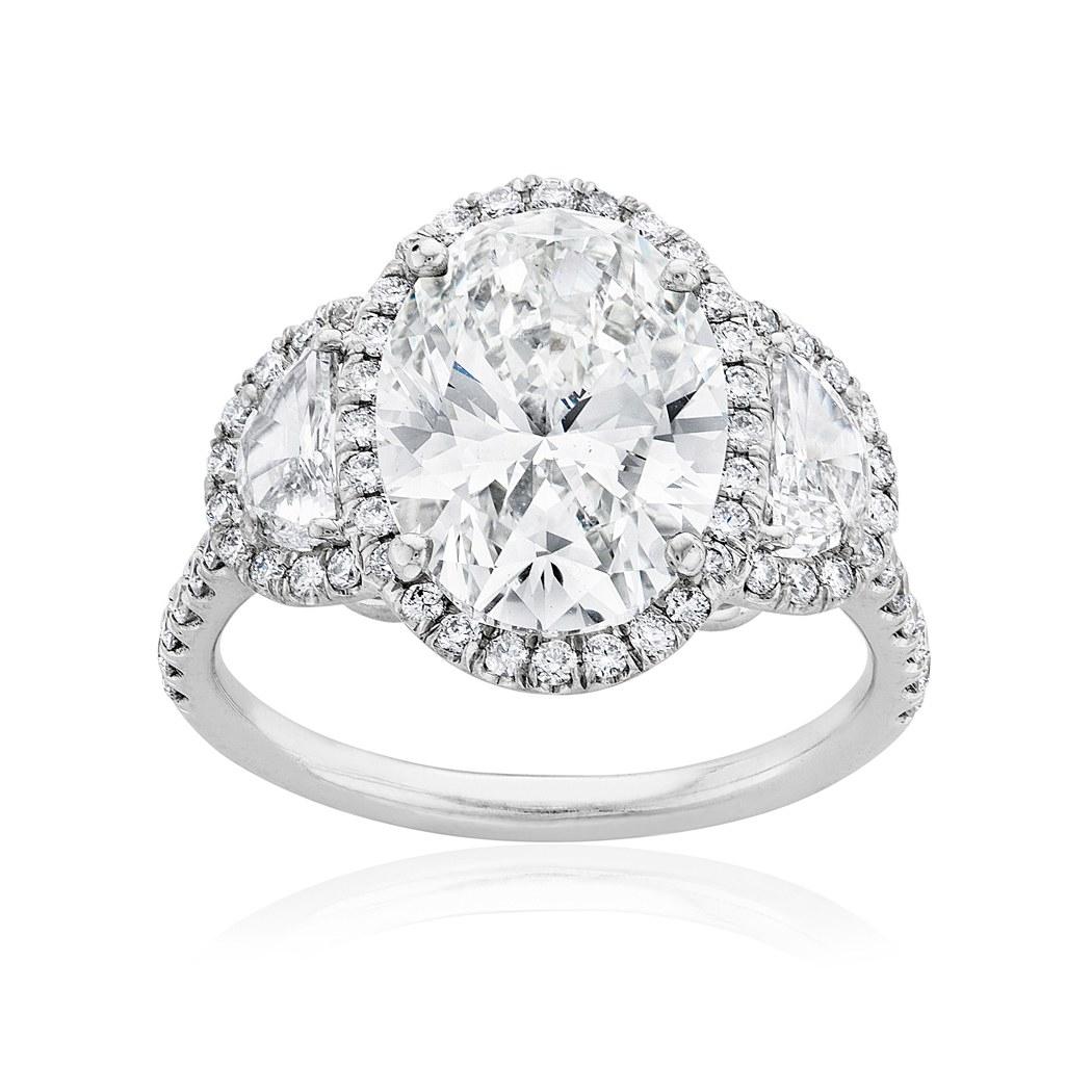 Platinum 5 CTW Oval Diamond Halo Engagement Ring