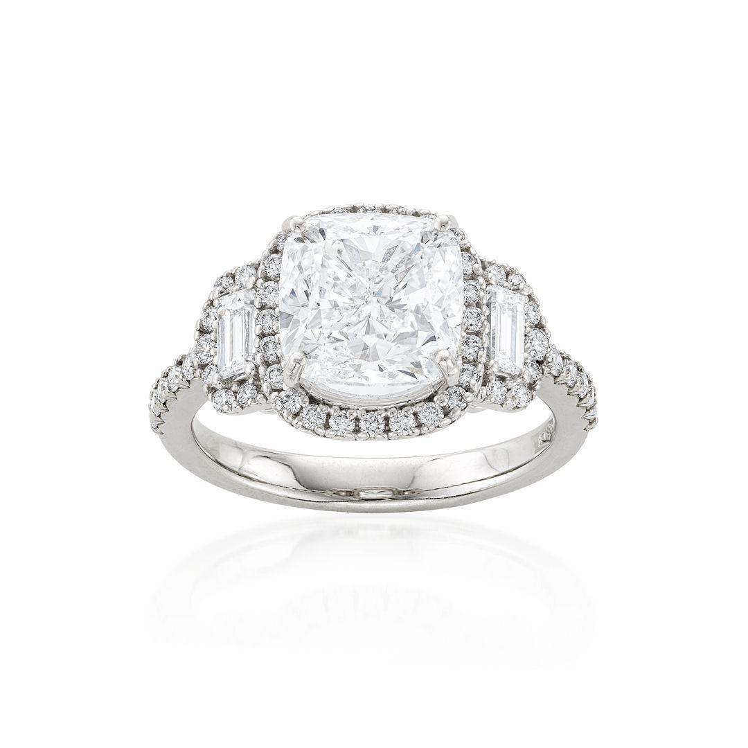 4.01 Carat Cushion Cut Diamond Engagement Ring
