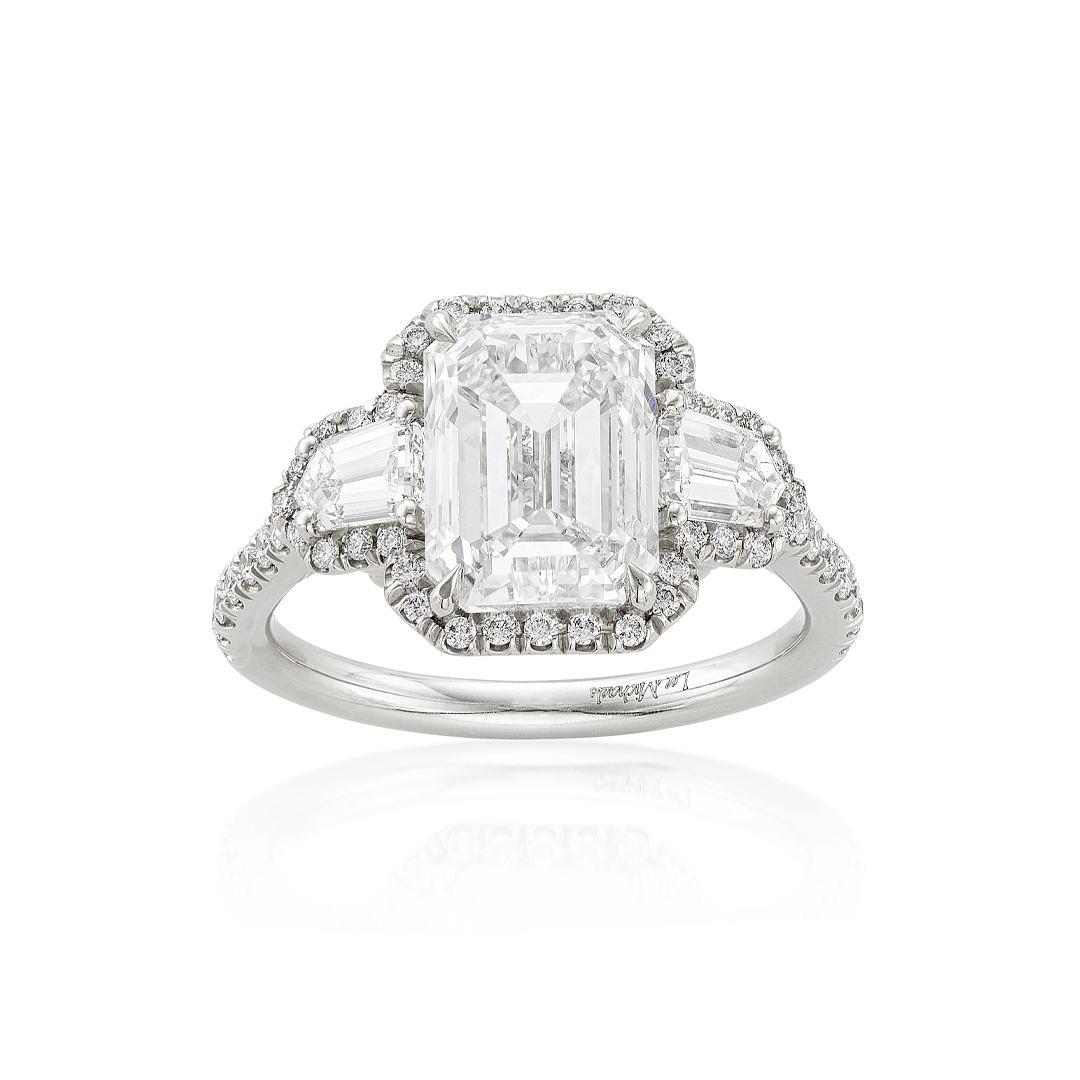 4.01 Carat Emerald Cut Diamond Engagement Ring
