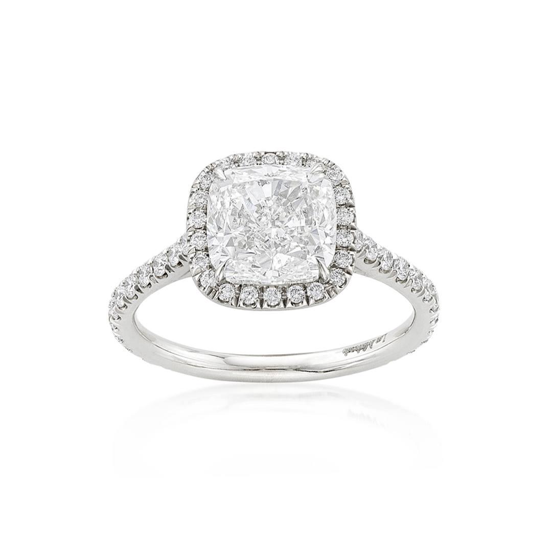 3.02 Carat Cushion Cut Diamond Engagement Ring