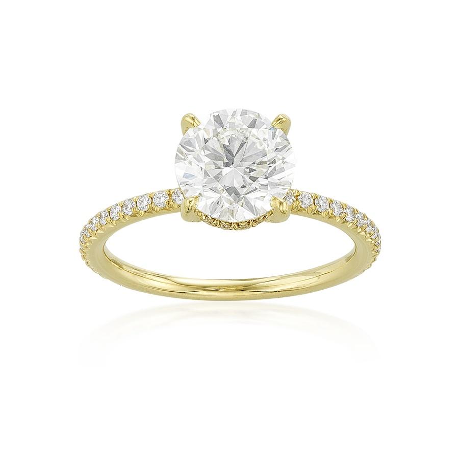 2.01 CT Round Diamond Engagement Ring on 14k Yellow Gold