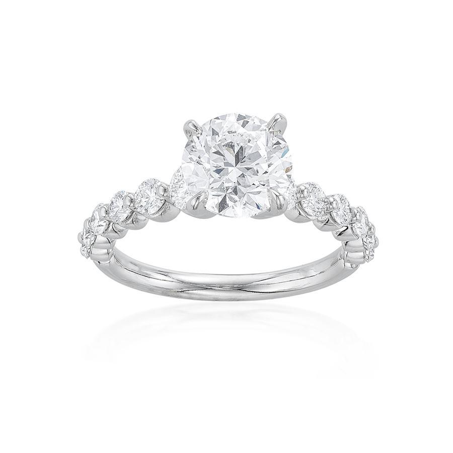 2.00 CT Round Diamond Engagement Ring with Gradated Diamond Accent Shank