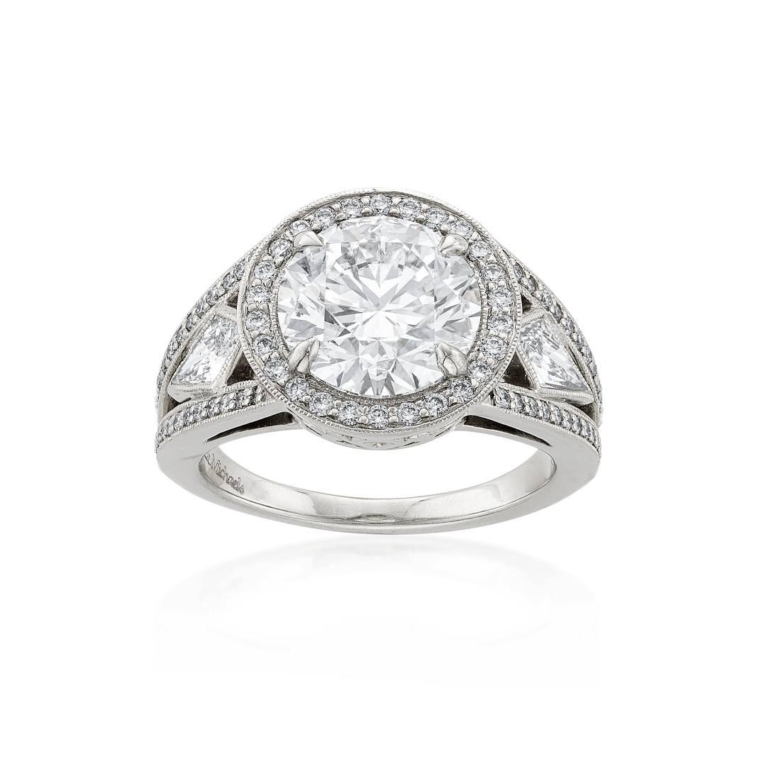 3.51 Carat Round Cut Diamond Engagement Ring
