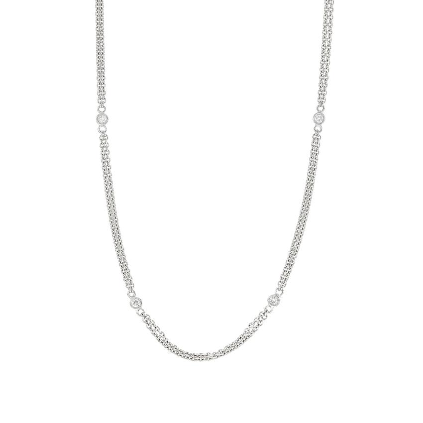 White Gold Double Strand 0.25 CTW Diamond Station Necklace