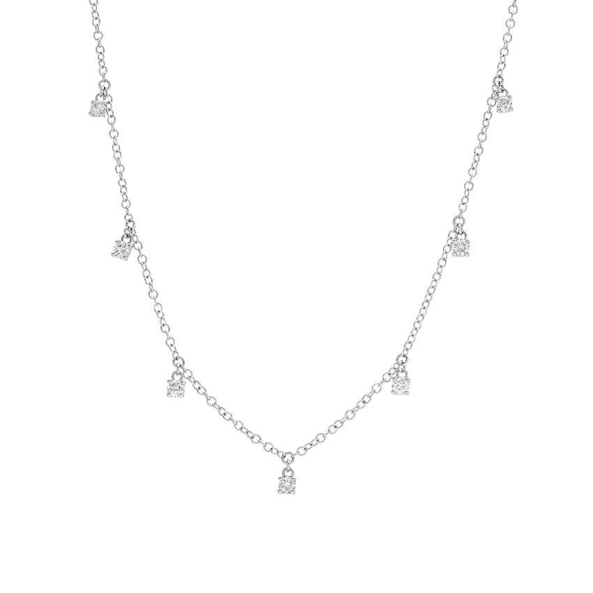 White Gold 0.31 CTW Round Diamond Drop Necklace