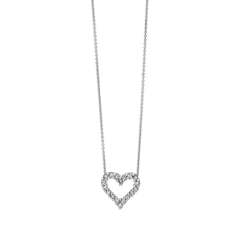 White Gold Open Diamond Heart Pendant Necklace