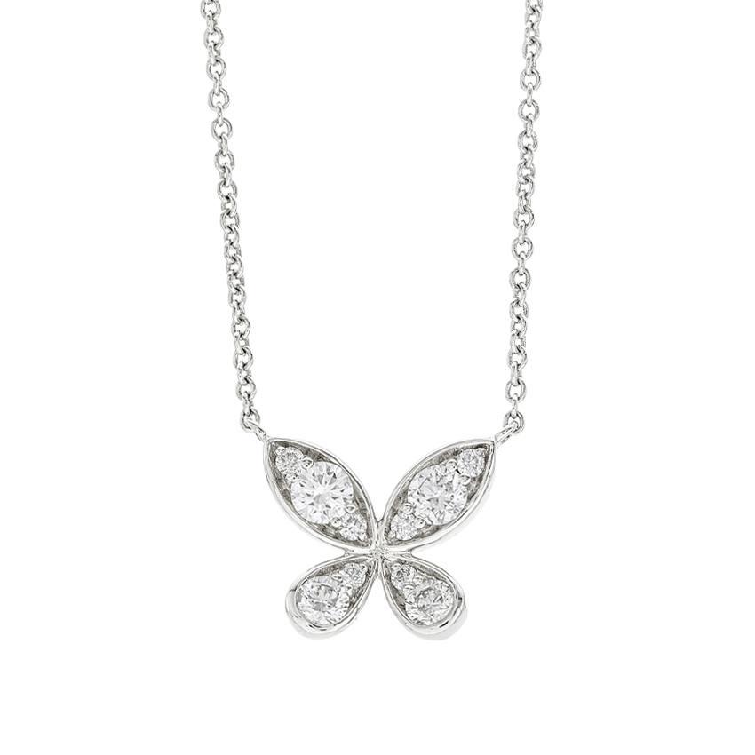 White Gold & 0.25 Carat Diamond Butterfly Pendant Necklace