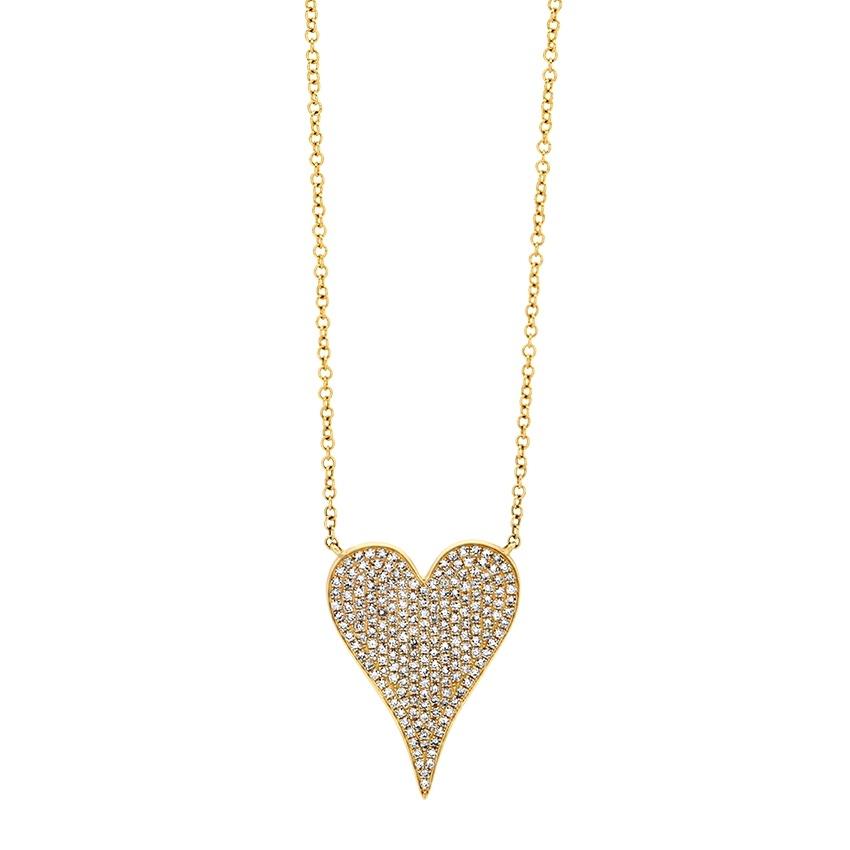 Yellow Gold & Diamond Modern Heart Pendant Necklace