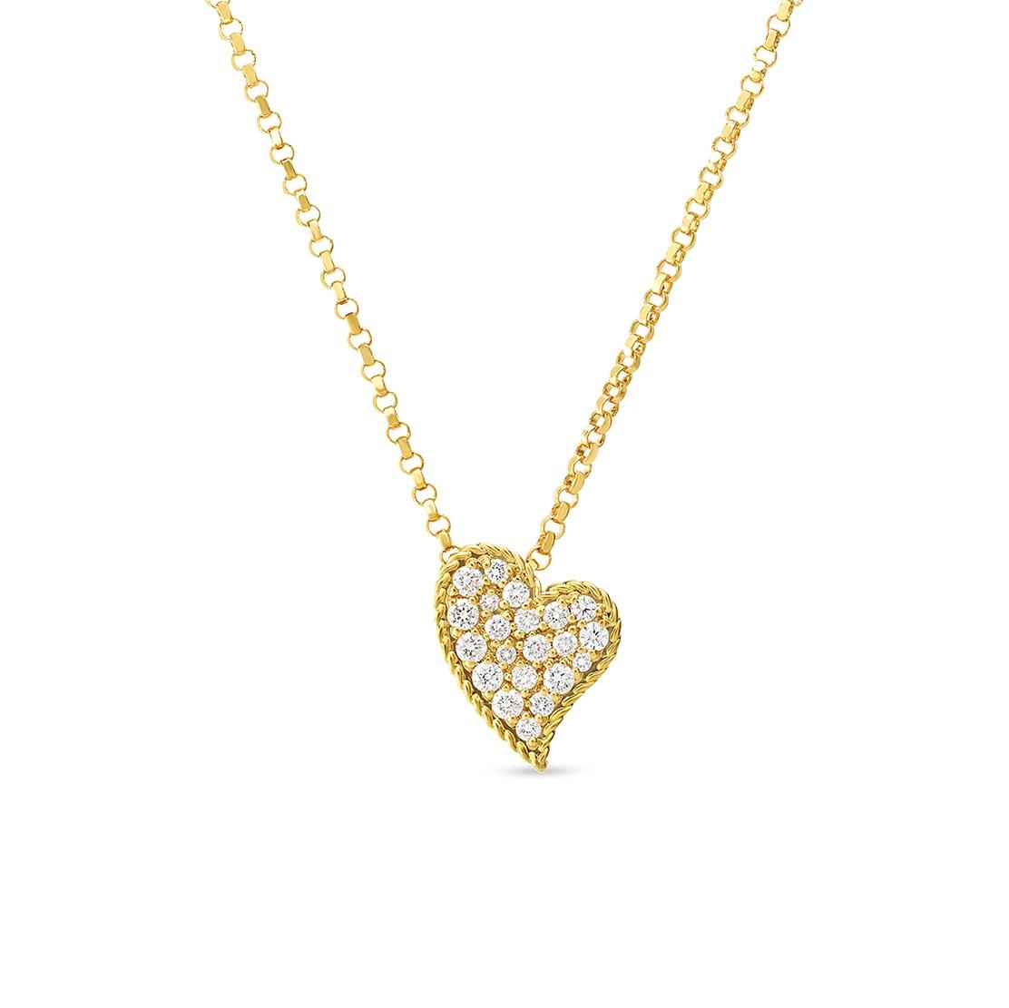 Roberto Coin 18k Yellow Gold & Diamond Heart Pendant Necklace