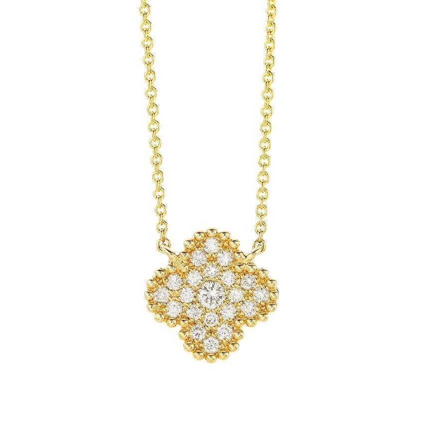 Diamond Cluster Flower Pendant Necklace