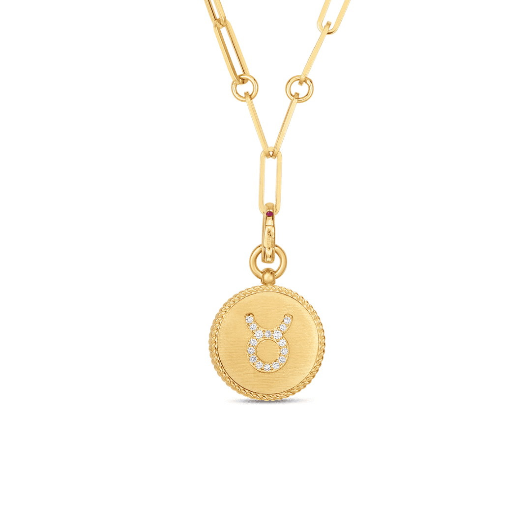 Roberto Coin Yellow Gold Taurus Pendant Necklace | Front View