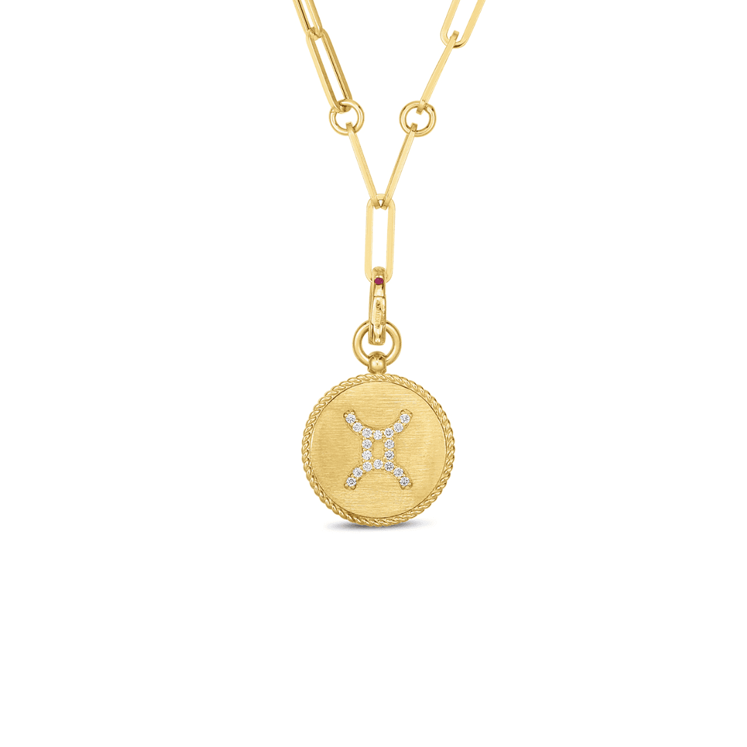 Roberto Coin Yellow Gold Gemini Pendant Necklace | Front View