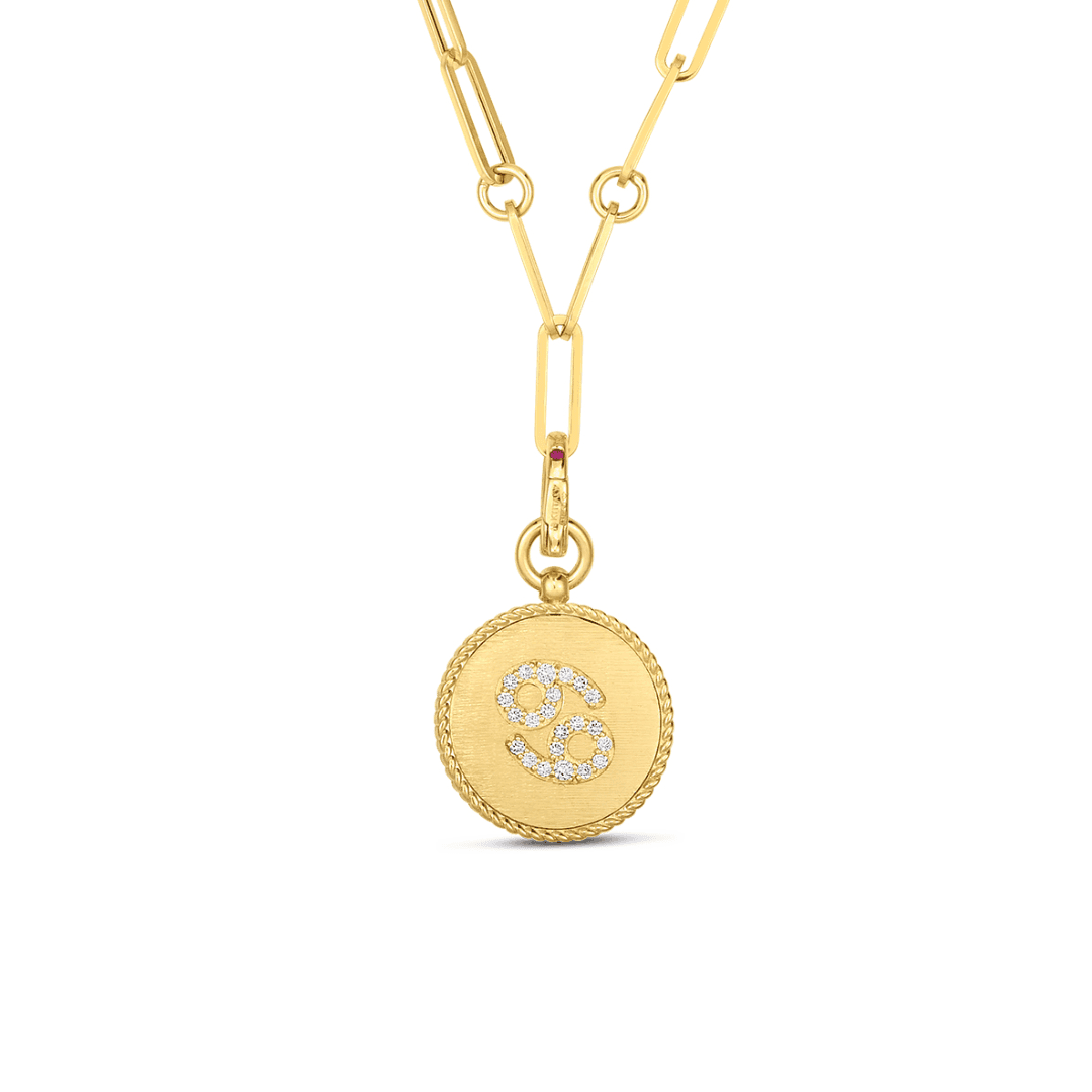 Roberto Coin Yellow Gold Cancer Pendant Necklace | Front View