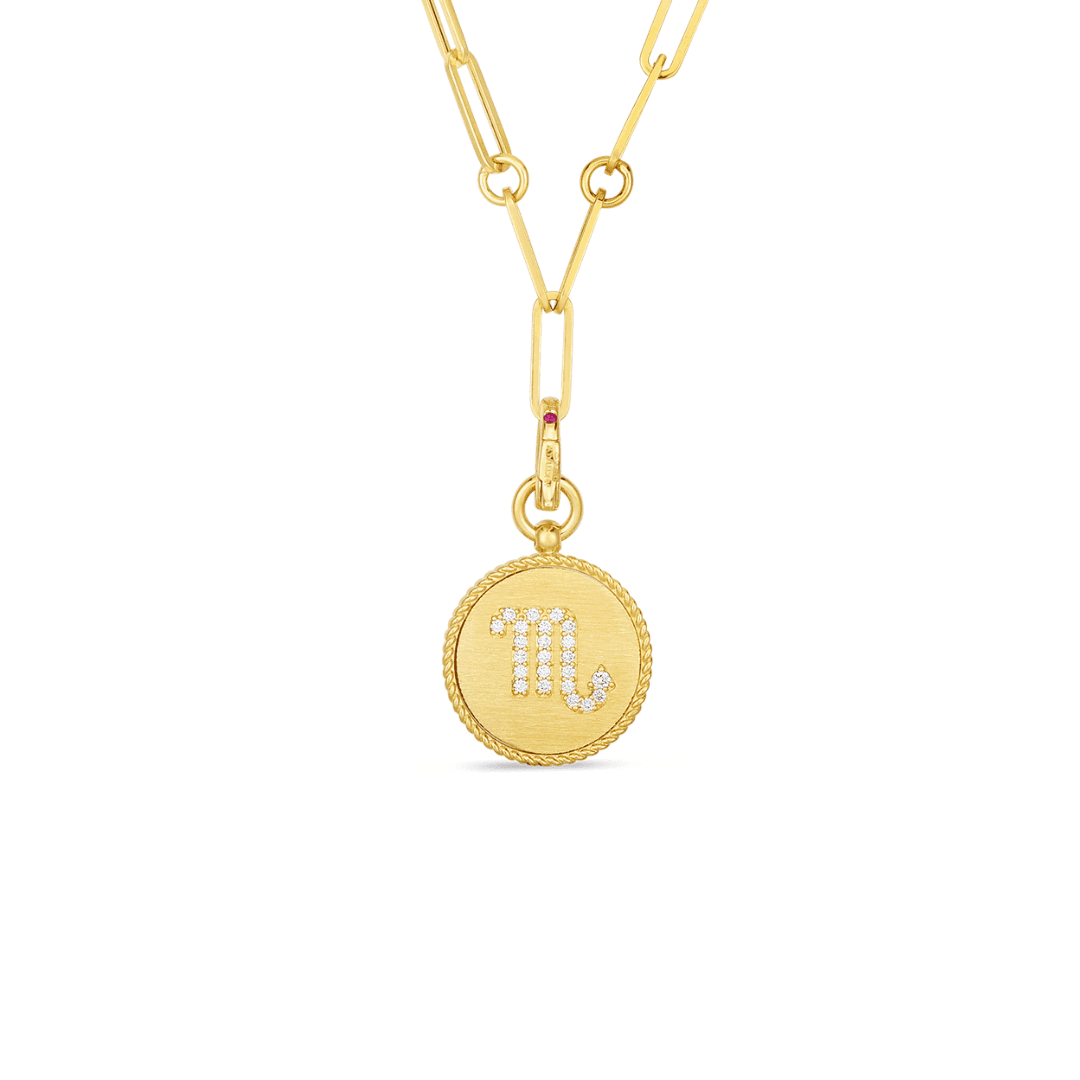 Roberto Coin Yellow Gold Scorpio Pendant Necklace | Front View