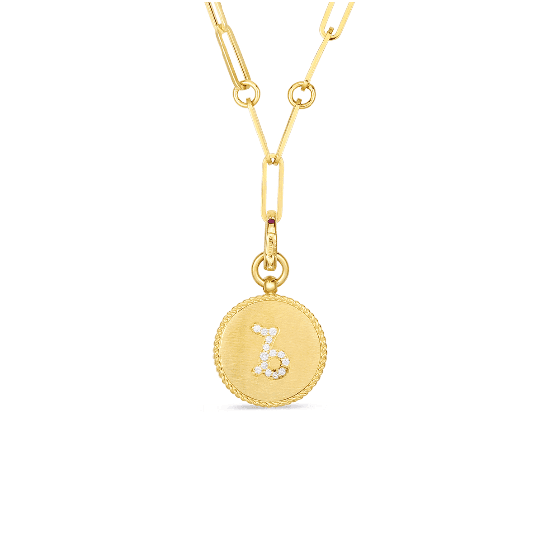 Roberto Coin Yellow Gold Capricorn Pendant Necklace | Front View