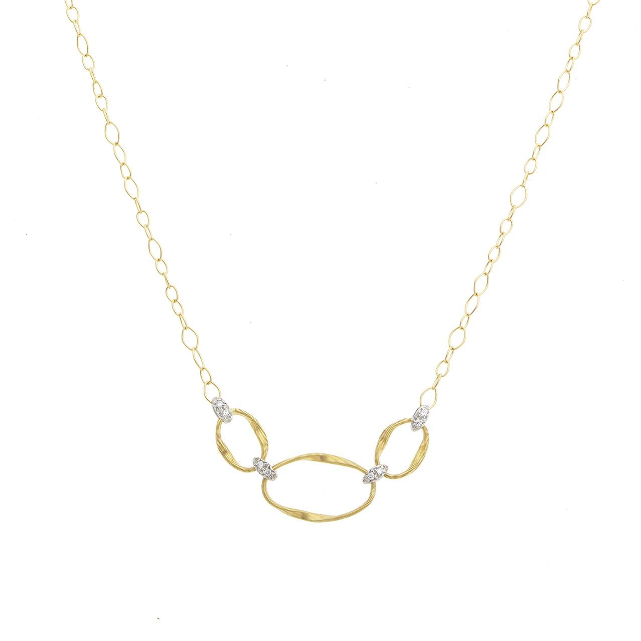 Marco Bicego Marrakech Onde Yellow Gold & Diamond Twisted Oval Link Necklace