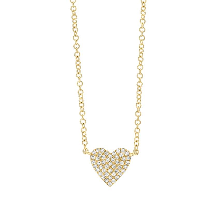 Yellow Gold & Diamond 7mm Heart Pendant Necklace