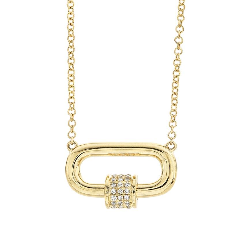 Yellow Gold & Diamond Open Link Pendant Necklace