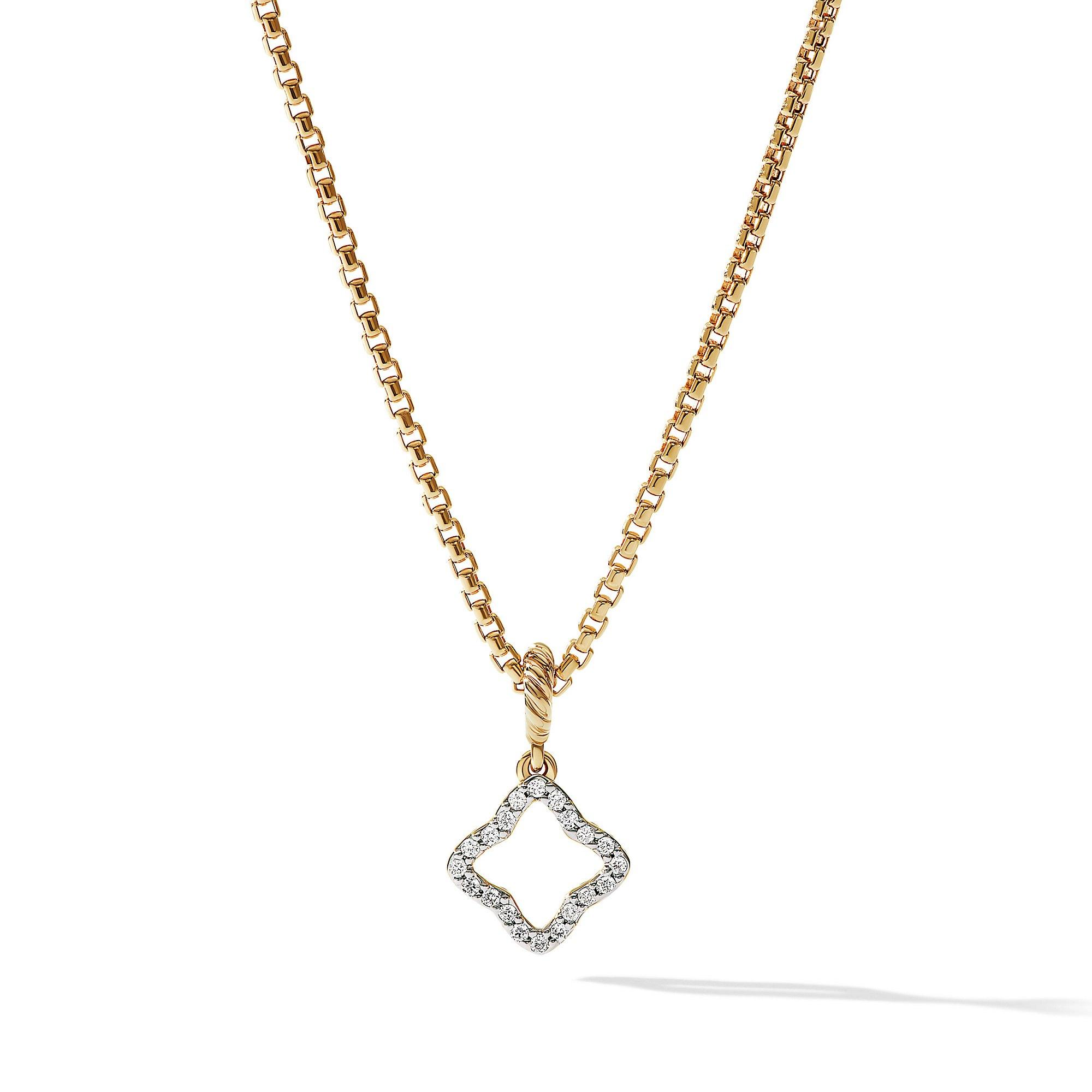 David Yurman Quatrefoil Amulet in 18K Yellow Gold with Pave Diamonds | Front View
