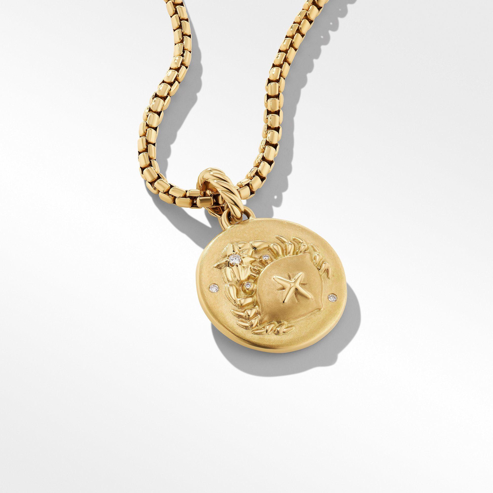 David Yurman Cancer Amulet in 18K Yellow Gold with Diamonds