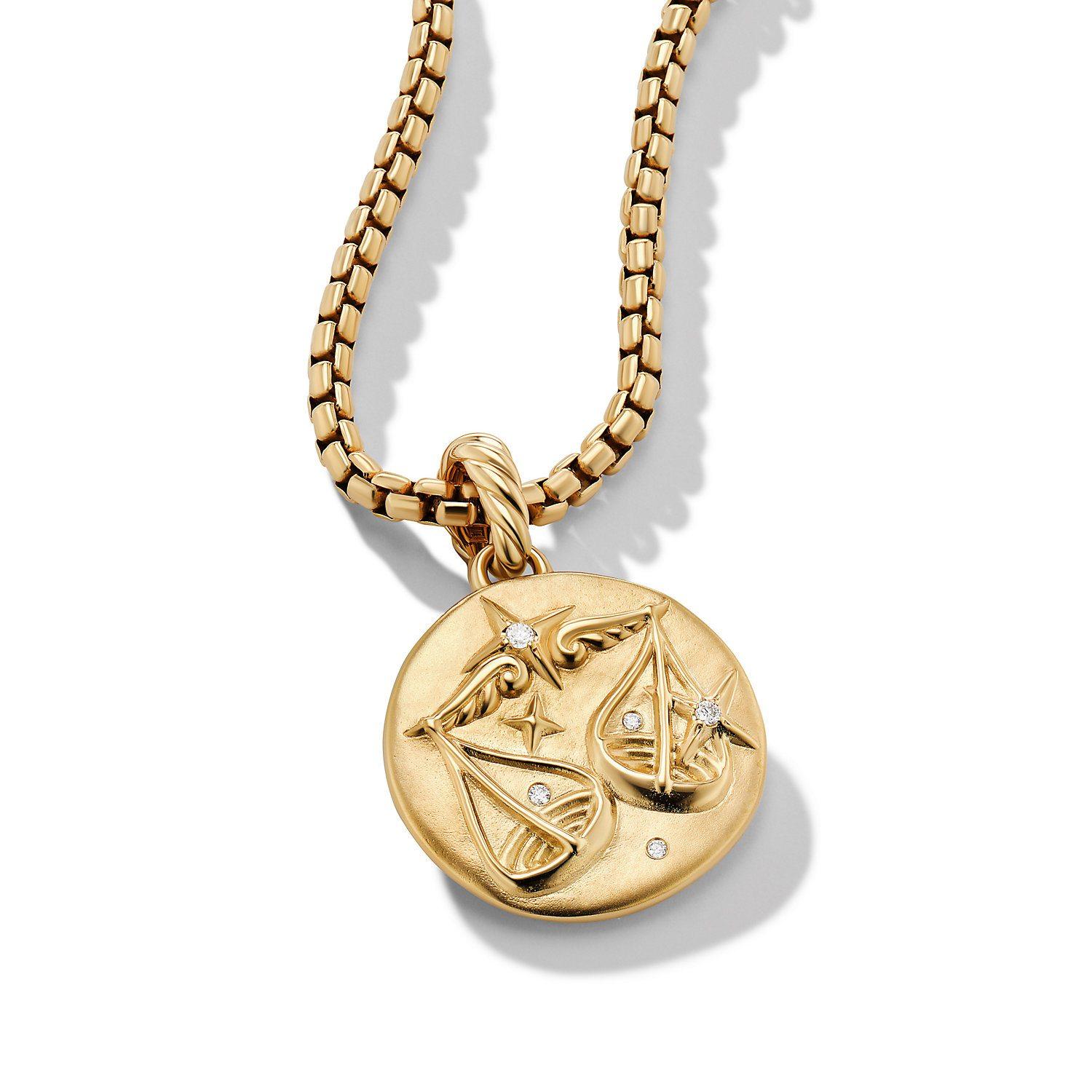 David Yurman Libra Amulet in 18K Yellow Gold with Diamonds