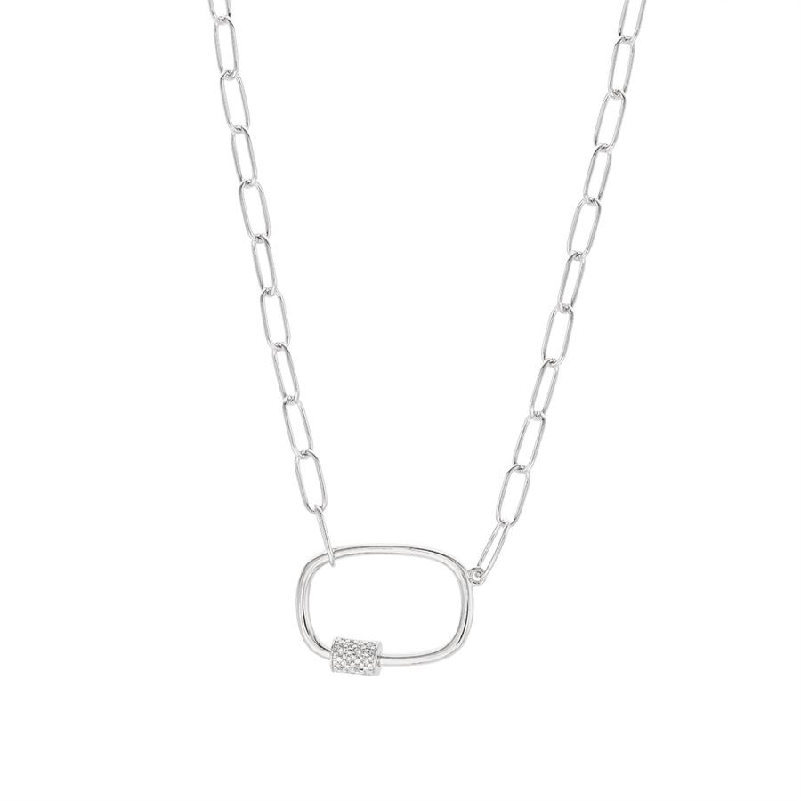 Sterling Silver Paperclip Link Oval Necklace