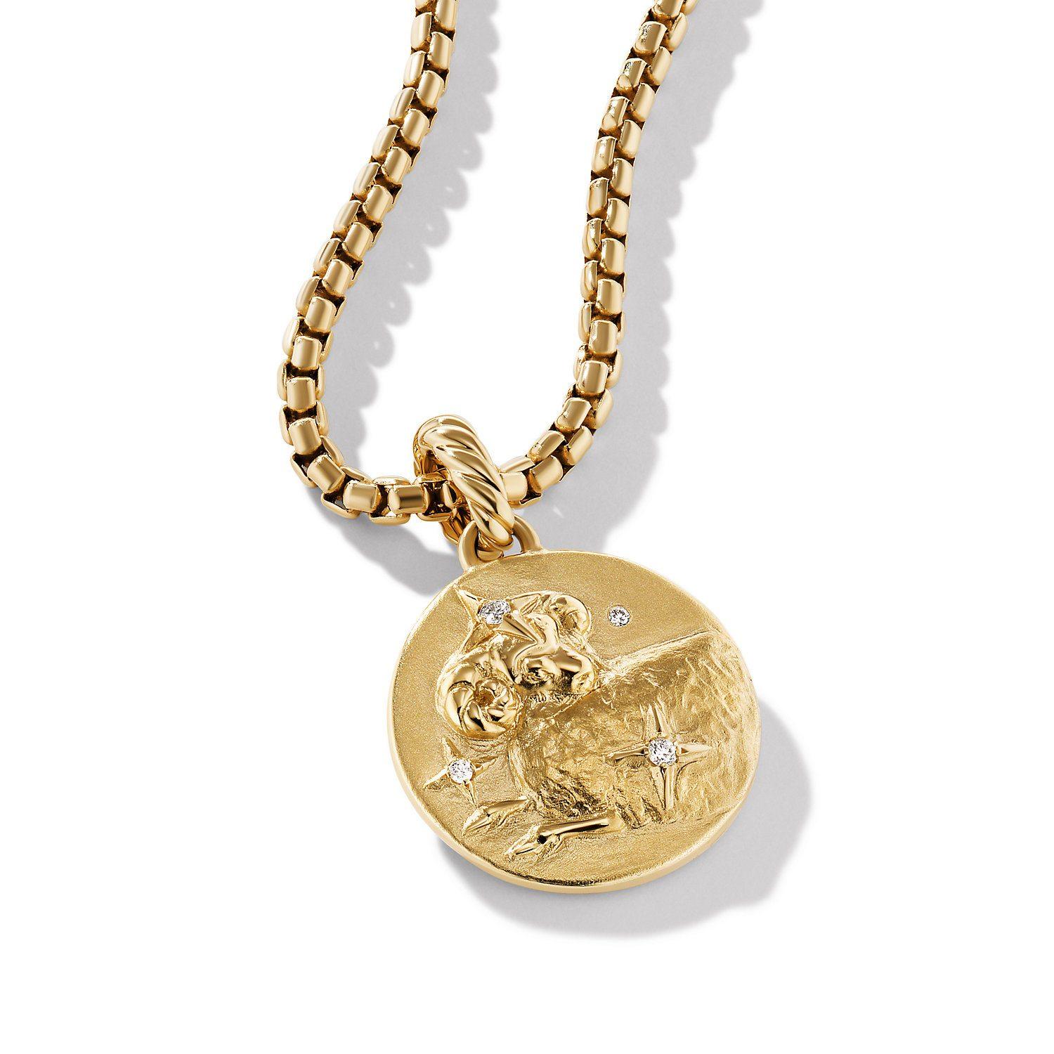 David Yurman Aries Amulet in 18K Yellow Gold with Diamonds