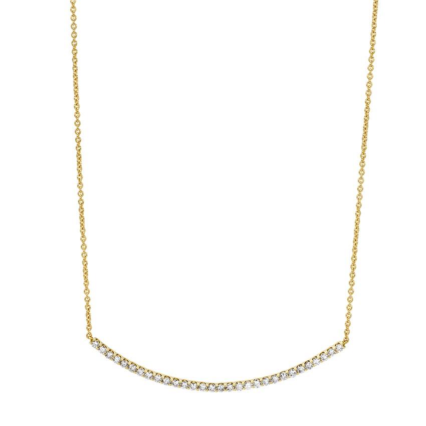 1.00 CTW Yellow Gold Curved Diamond Bar Necklace