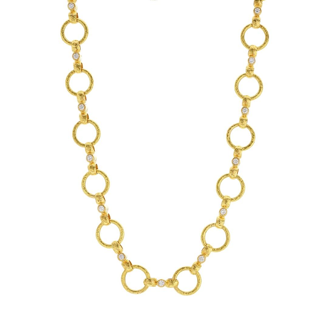 Elizabeth Locke Yellow Gold & Diamond Celtic Link Necklace
