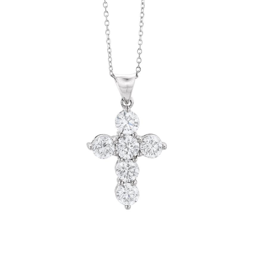 2.00 CTW White Gold Diamond Cross Pendant Necklace