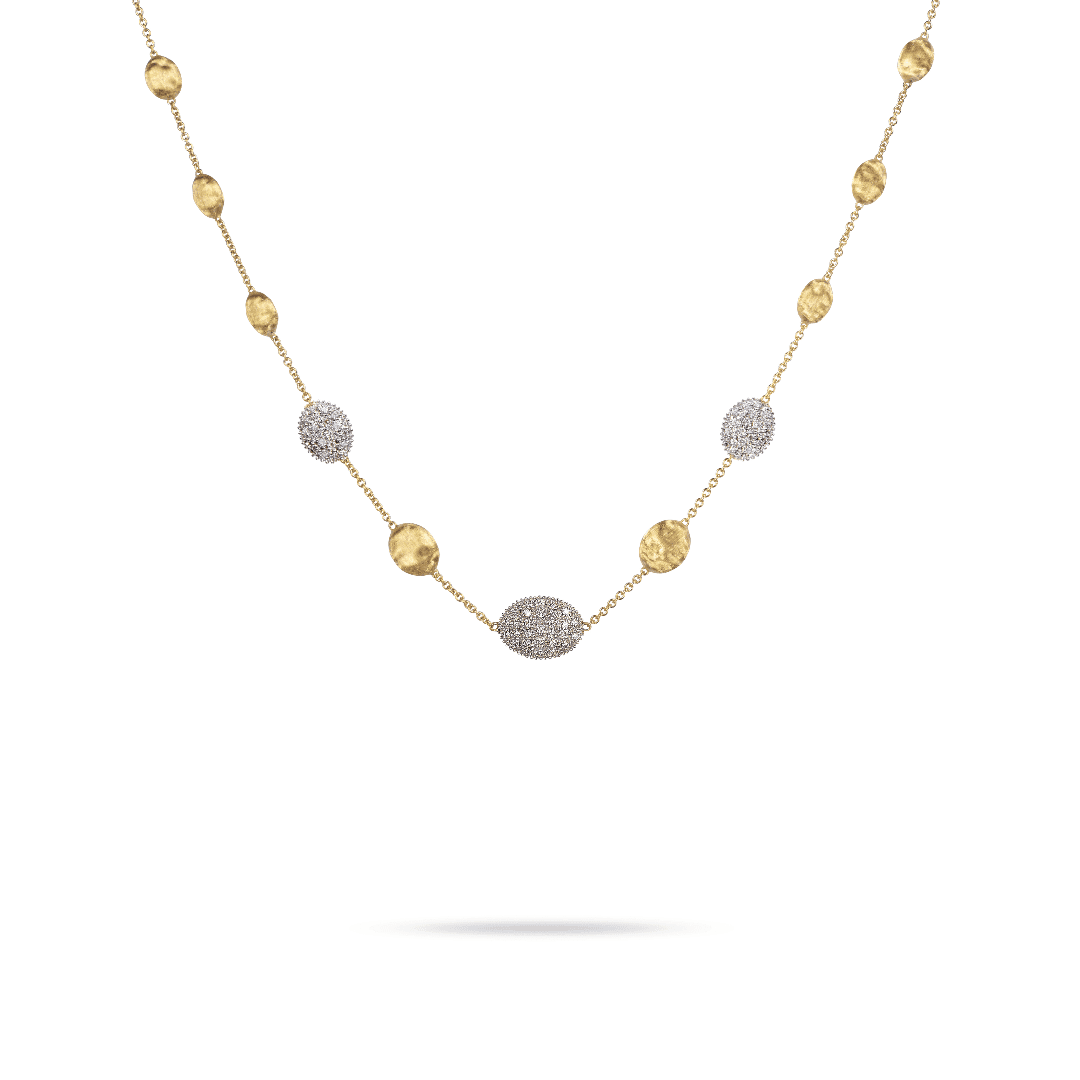 Marco Bicego Siviglia Oval Bead Necklace with Diamonds